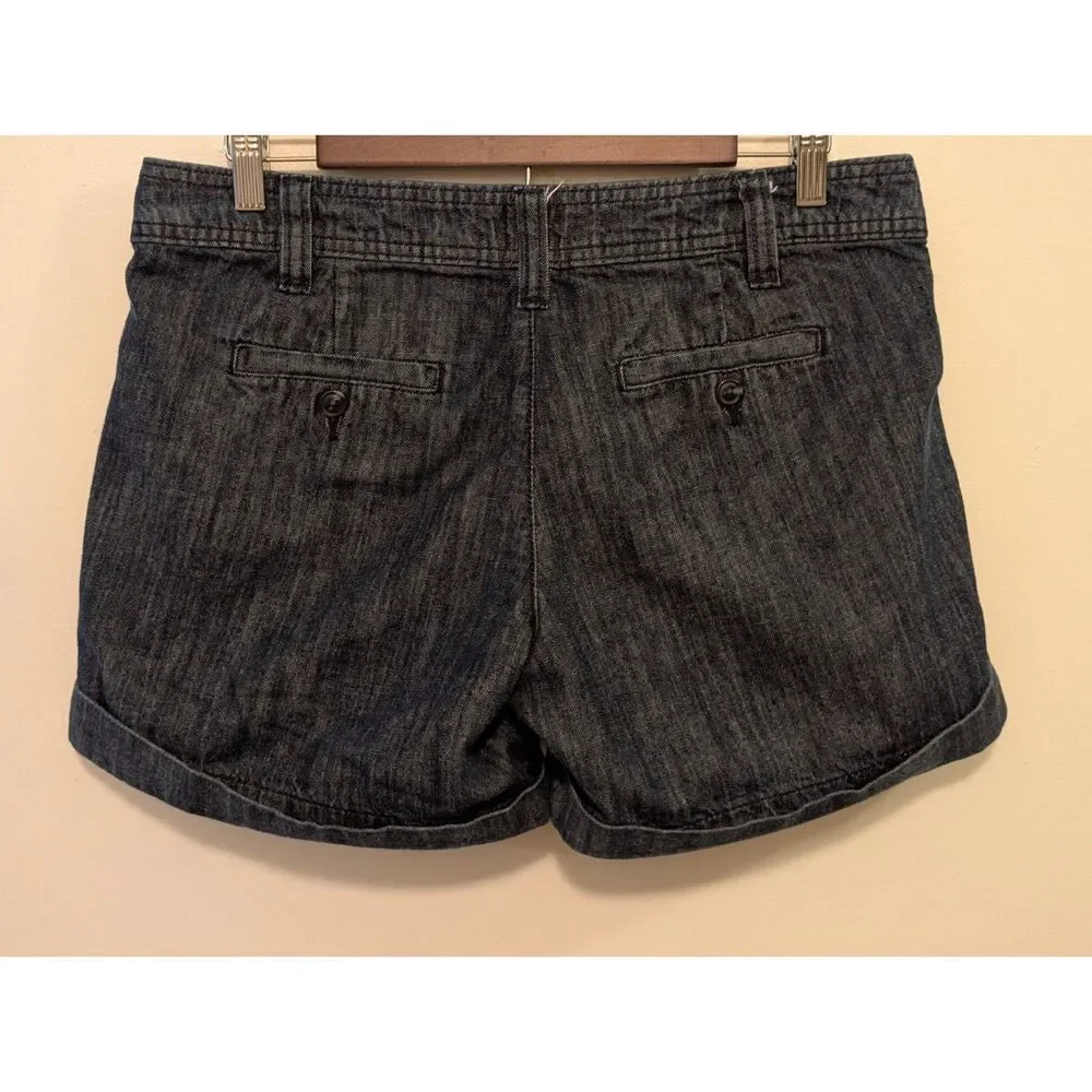 Gap Dark Wash Cuffed Denim Trouser Shorts Button Pocket - Size 8